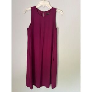 Eileen Fisher Pulm Purple Silk Tank Midi Cocktail Dress Womens XS TP Relaxed Fit